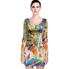 Multicolor Anime Colors Colorful Long Sleeve Velvet Bodycon Dress by Ket1n9