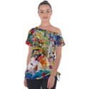 Multicolor Anime Colors Colorful Off Shoulder Tie-Up T-Shirt View1