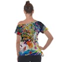 Multicolor Anime Colors Colorful Off Shoulder Tie-Up T-Shirt View2