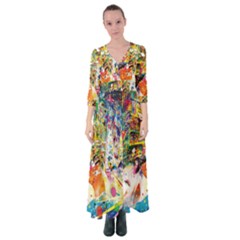 Multicolor Anime Colors Colorful Button Up Maxi Dress by Ket1n9