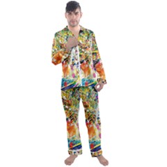 Multicolor Anime Colors Colorful Men s Long Sleeve Satin Pajamas Set by Ket1n9