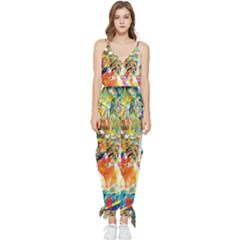 Multicolor Anime Colors Colorful Sleeveless Tie Ankle Chiffon Jumpsuit by Ket1n9