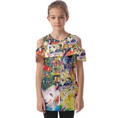 Multicolor Anime Colors Colorful Fold Over Open Sleeve Top by Ket1n9