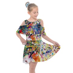 Multicolor Anime Colors Colorful Kids  Shoulder Cutout Chiffon Dress by Ket1n9