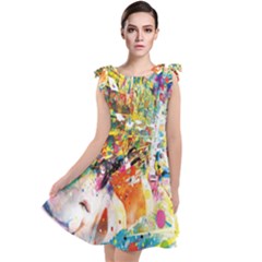 Multicolor Anime Colors Colorful Tie Up Tunic Dress by Ket1n9