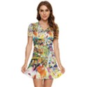 Multicolor Anime Colors Colorful V-Neck High Waist Chiffon Mini Dress View1