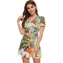 Multicolor Anime Colors Colorful V-Neck High Waist Chiffon Mini Dress View2