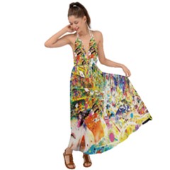 Multicolor Anime Colors Colorful Backless Maxi Beach Dress by Ket1n9