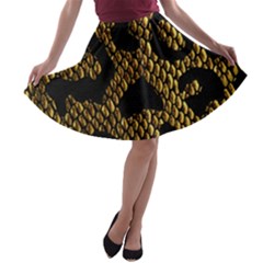 Metallic Snake Skin Pattern A-line Skater Skirt by Ket1n9