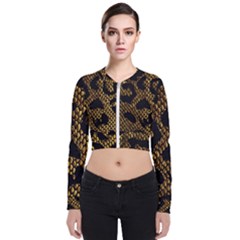 Metallic Snake Skin Pattern Long Sleeve Zip Up Bomber Jacket by Ket1n9