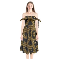 Metallic Snake Skin Pattern Shoulder Tie Bardot Midi Dress by Ket1n9