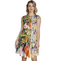 Multicolor Anime Colors Colorful Cap Sleeve High Waist Dress by Ket1n9