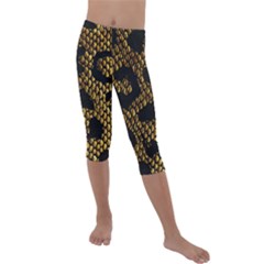 Metallic Snake Skin Pattern Kids  Lightweight Velour Capri Leggings  by Ket1n9