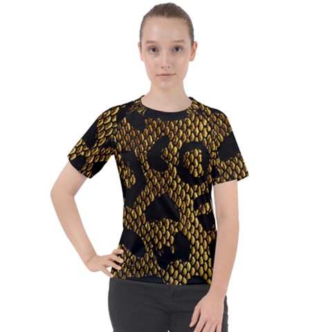 Metallic Snake Skin Pattern Women s Sport Raglan T-shirt by Ket1n9