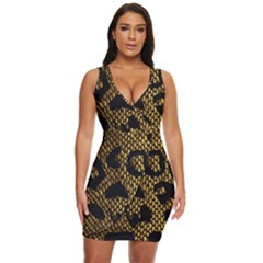 Metallic Snake Skin Pattern Draped Bodycon Dress by Ket1n9