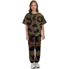 Metallic Snake Skin Pattern Kids  T-shirt And Pants Sports Set by Ket1n9