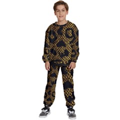 Metallic Snake Skin Pattern Kids  Sweatshirt Set by Ket1n9