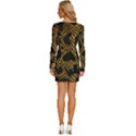 Metallic Snake Skin Pattern Long Sleeve Square Neck Bodycon Velvet Dress View4