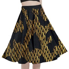 Metallic Snake Skin Pattern A-line Full Circle Midi Skirt With Pocket by Ket1n9