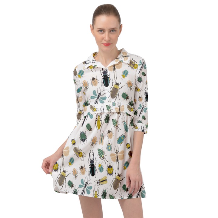 Insect Animal Pattern Mini Skater Shirt Dress