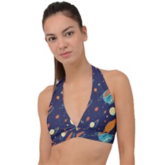 Space Galaxy Planet Universe Stars Night Fantasy Halter Plunge Bikini Top by Ket1n9