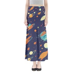 Space Galaxy Planet Universe Stars Night Fantasy Full Length Maxi Skirt by Ket1n9