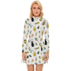 Insect Animal Pattern Long Sleeve Velour Longline Dress by Ket1n9