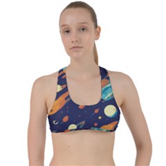 Space Galaxy Planet Universe Stars Night Fantasy Criss Cross Racerback Sports Bra by Ket1n9