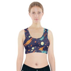 Space Galaxy Planet Universe Stars Night Fantasy Sports Bra With Pocket by Ket1n9