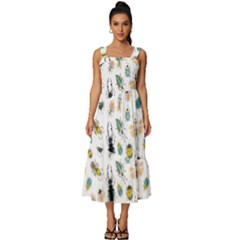 Insect Animal Pattern Square Neckline Tiered Midi Dress by Ket1n9