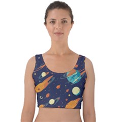 Space Galaxy Planet Universe Stars Night Fantasy Velvet Crop Top by Ket1n9