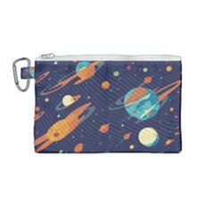 Space Galaxy Planet Universe Stars Night Fantasy Canvas Cosmetic Bag (medium) by Ket1n9