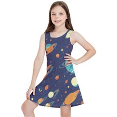 Space Galaxy Planet Universe Stars Night Fantasy Kids  Lightweight Sleeveless Dress by Ket1n9