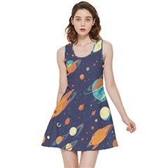 Space Galaxy Planet Universe Stars Night Fantasy Inside Out Reversible Sleeveless Dress by Ket1n9