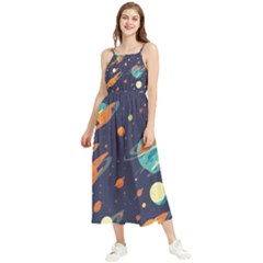 Space Galaxy Planet Universe Stars Night Fantasy Boho Sleeveless Summer Dress by Ket1n9