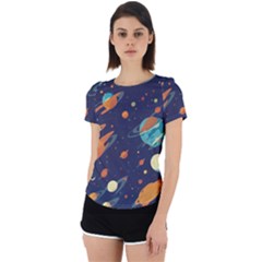 Space Galaxy Planet Universe Stars Night Fantasy Back Cut Out Sport T-shirt by Ket1n9