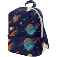 Space Galaxy Planet Universe Stars Night Fantasy Zip Up Backpack by Ket1n9