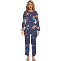 Space Galaxy Planet Universe Stars Night Fantasy Womens  Long Sleeve Lightweight Pajamas Set by Ket1n9