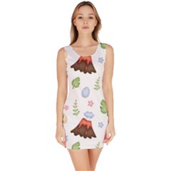 Cute Palm Volcano Seamless Pattern Bodycon Dress by Ket1n9