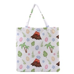 Cute Palm Volcano Seamless Pattern Grocery Tote Bag by Ket1n9