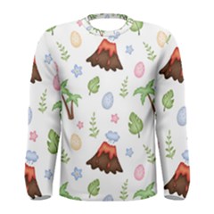 Cute Palm Volcano Seamless Pattern Men s Long Sleeve T-shirt by Ket1n9