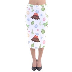 Cute Palm Volcano Seamless Pattern Velvet Midi Pencil Skirt by Ket1n9