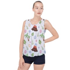 Cute Palm Volcano Seamless Pattern Bubble Hem Chiffon Tank Top by Ket1n9