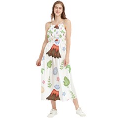 Cute Palm Volcano Seamless Pattern Boho Sleeveless Summer Dress by Ket1n9