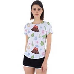 Cute Palm Volcano Seamless Pattern Back Cut Out Sport T-shirt by Ket1n9