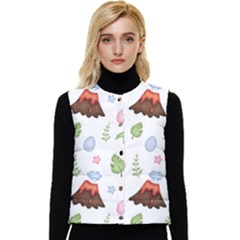 Cute Palm Volcano Seamless Pattern Women s Button Up Puffer Vest by Ket1n9