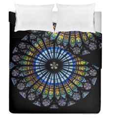 Stained Glass Rose Window In France s Strasbourg Cathedral Duvet Cover Double Side (queen Size) by Ket1n9