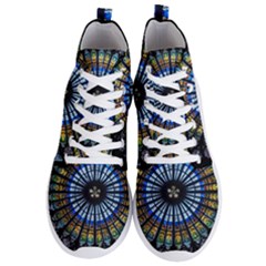 Stained Glass Rose Window In France s Strasbourg Cathedral Men s Lightweight High Top Sneakers by Ket1n9