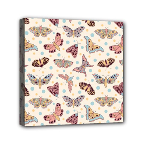 Pattern With Butterflies Moths Mini Canvas 6  X 6  (stretched) by Ket1n9