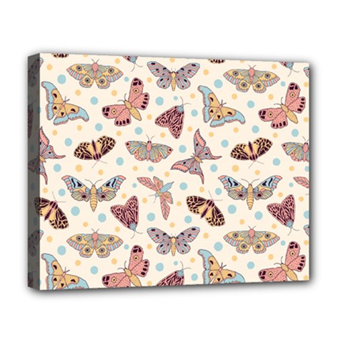 Pattern With Butterflies Moths Deluxe Canvas 20  X 16  (stretched) by Ket1n9